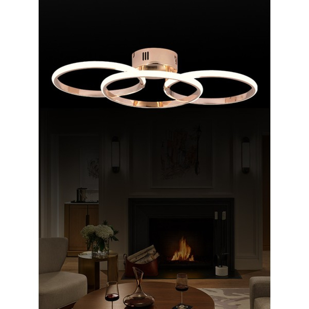 Zage Aydınlatma A + Modern Elegance Yuvarlak 3 Renk Led'li Gold Sarı Plafonyer Avize Avize Fiyatı