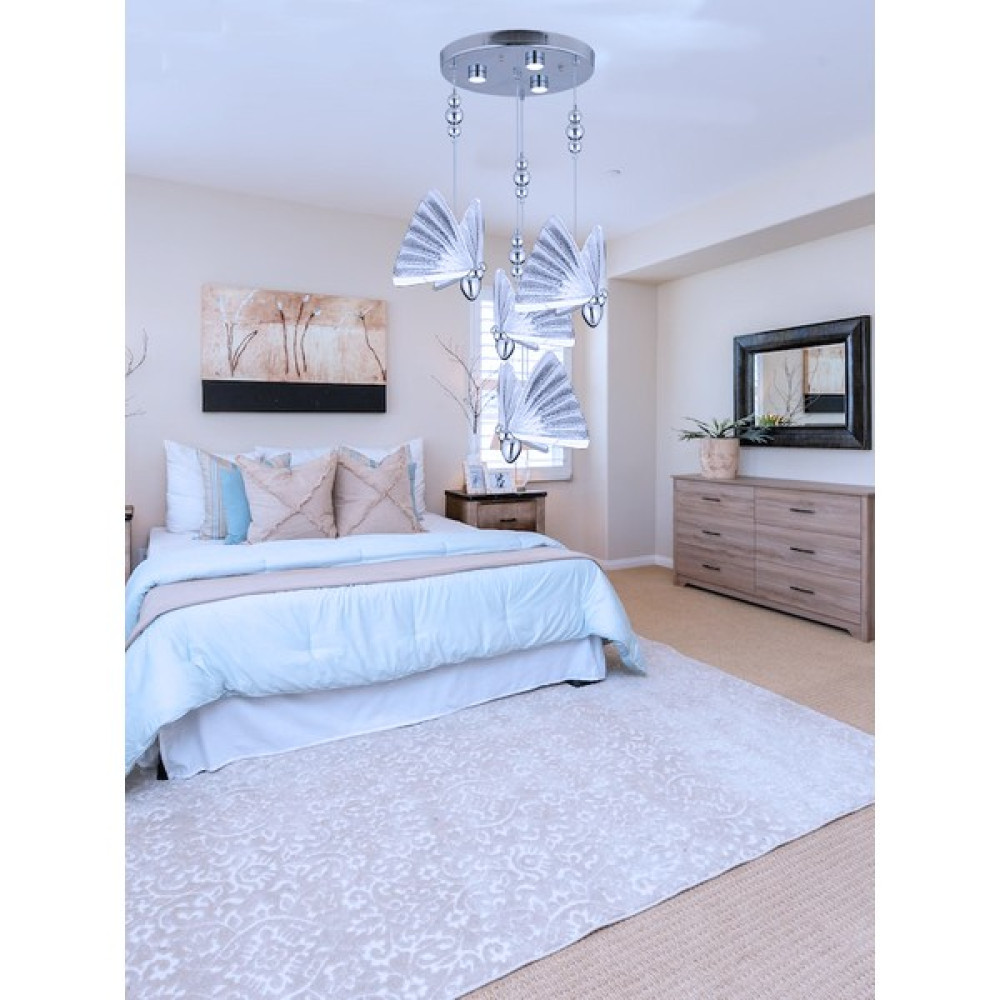 Zage Aydınlatma Modern Butterfly Kelebek 3 Renk Led'li Tasarım Sarkıt Krom Avize - Gold - 4'lü Avize Fiyatı