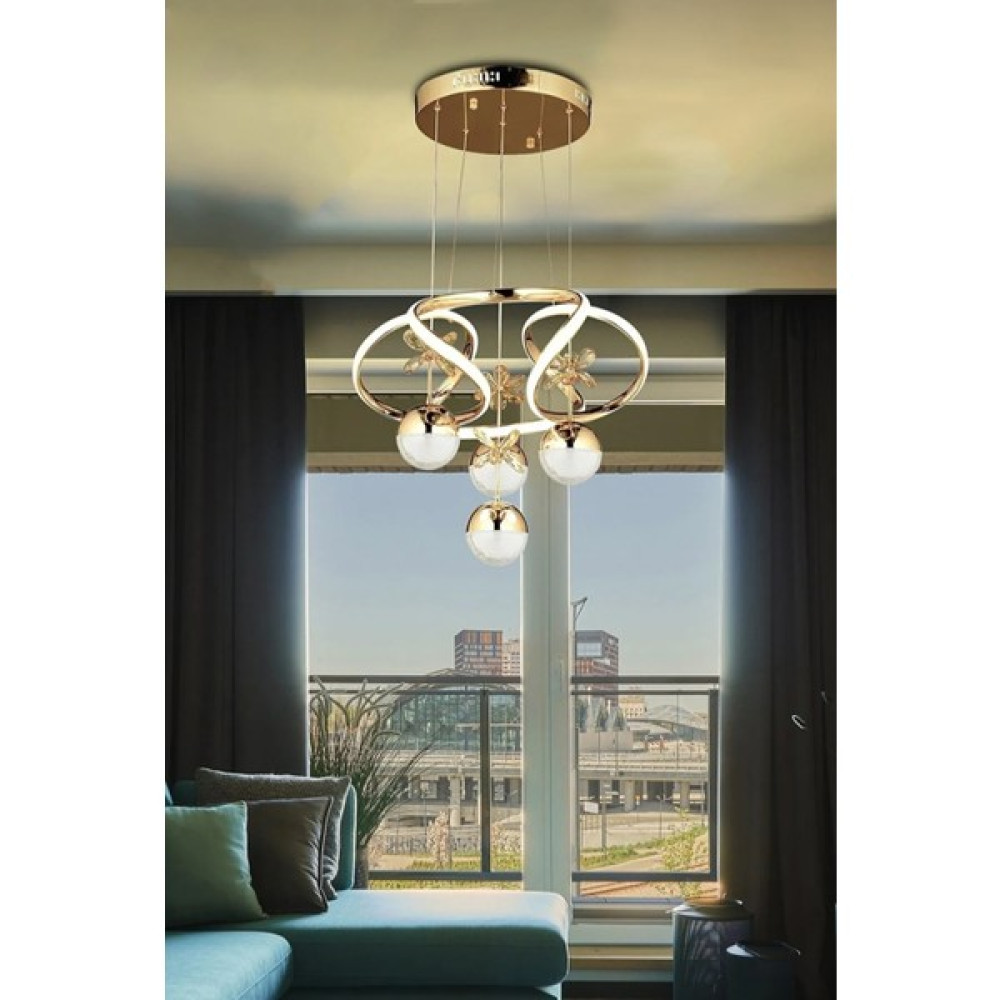 Zage Aydınlatma Modern Ultra Lüxs Elegance Günışığı Power Led'li Gold Sarı 5'li Sarkıt Avize Avize Fiyatı