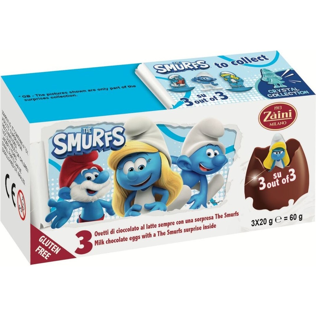 Zaini Smurfs 3'lü Glutensiz Çikolatalı Sürpriz Yumurta 20 g Karışık Lezzet 3 Adet - 1 Adet Diğer Fiyatı