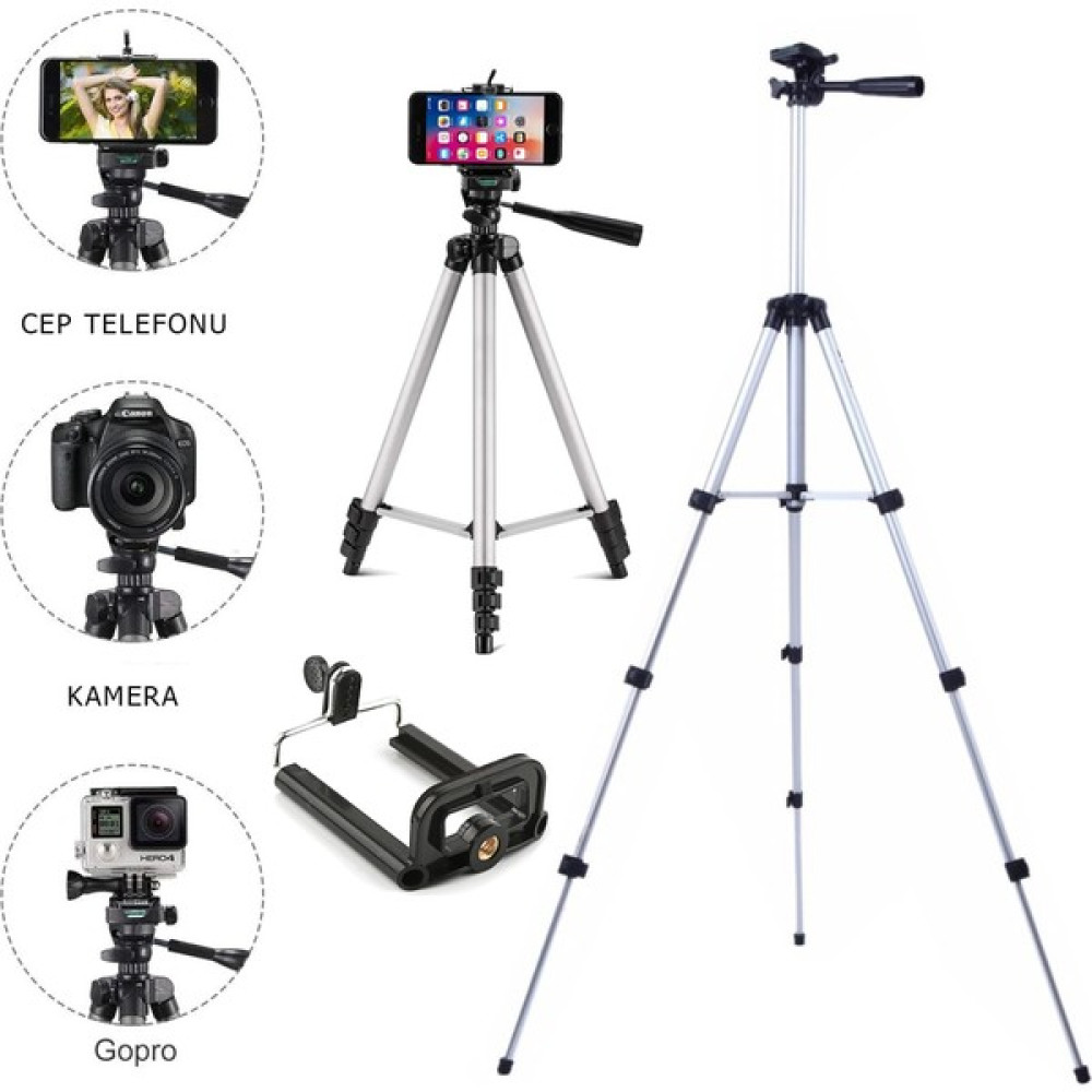 Zamass 3110 Terazili Tripod Kamera Telefon Tutucu Ayarlanabilir 102Cm Uzunluk Monopod Youtuber Tripodlar Fiyatı