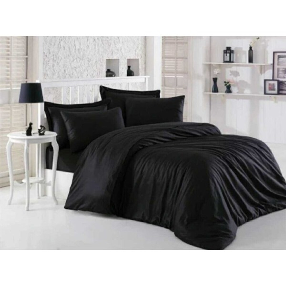 Zambak Tekstil Çift Kişilik 240 x 260 cm Battal Pamuk Saten Nevresim Takımı - Siyah Nevresim Takımı Fiyatı