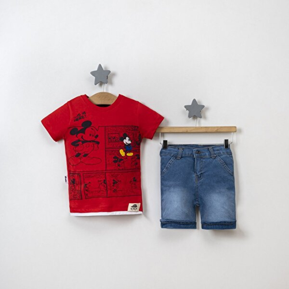 Zana Kids 2-5 Yaş Erkek Çocuk Mickey Baskılı Ikili Takım - Kırmızı Erkek Çocuk Giyim Takımı Fiyatı