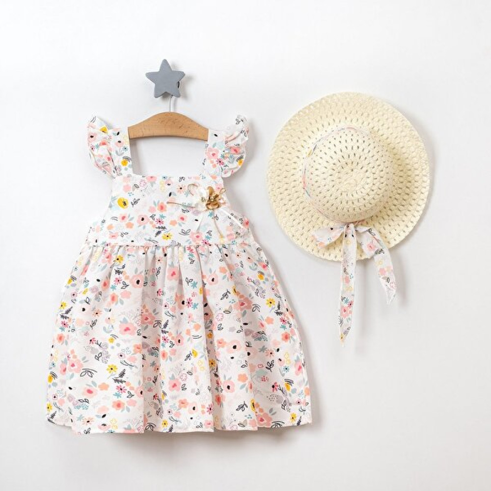 Zana Kids 2-5 Yaş Kız Çocuk Şapkalı Elbise - Beyaz Kız Çocuk Elbise Fiyatı