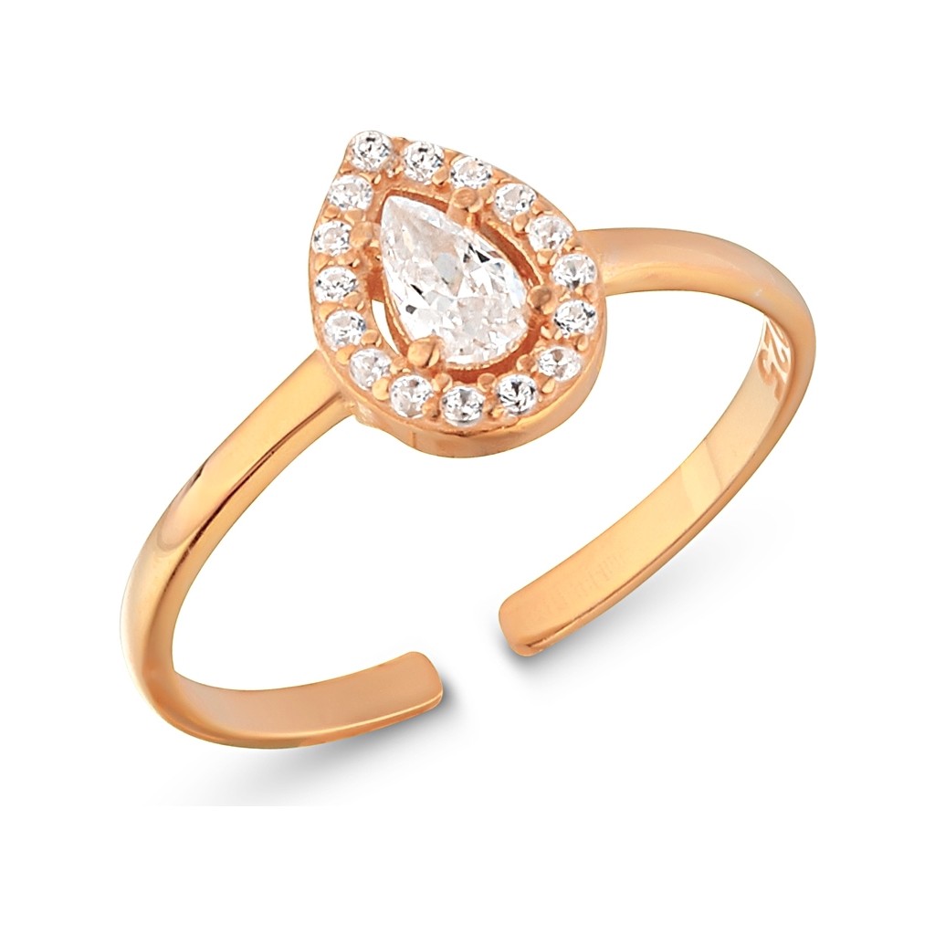 Zanaat Silver 925 Ayar Gümüş Ayarlanabilir Zirkon Taşlı Damla Model Yüzük - Rose Gümüş Yüzük Fiyatı