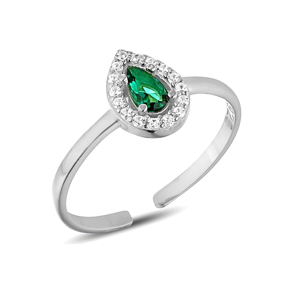 Zanaat Silver 925 Ayar Gümüş Ayarlanabilir Zümrüt Yeşil Damla Taşlı Yüzük - Yeşil - Gümüş Gümüş Yüzük Fiyatı