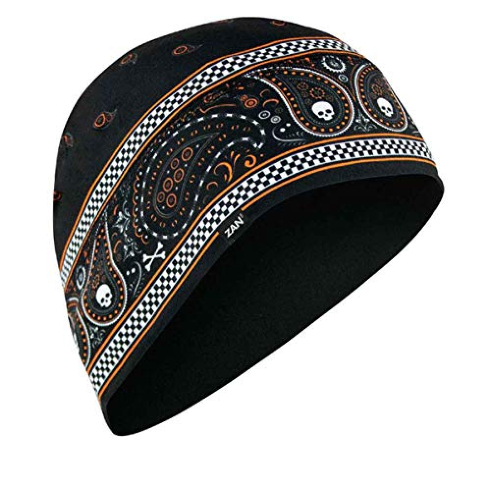 Zanheadgear® Helmet Liner/Beanie SportFlex® Series Black & Orange Classic Bandana Motorcycle Helmets Fiyatı