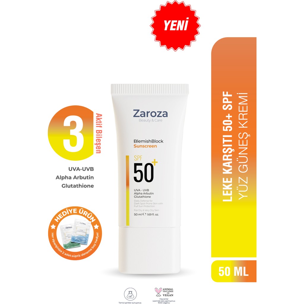 Zaroza BlemishBlock Güneş Kremi SPF50+ Lekeli Ciltler İçin 50 ml Hafif Yapılı Güneş Kremleri ve Losyonları Fiyatı