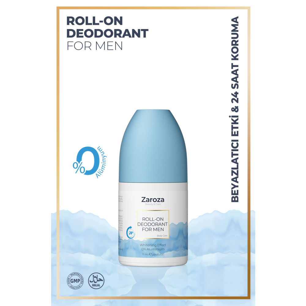 ZAROZA Roll On Beyazlatma Etkili 24 Saat Koruyucu Aluminyum İçermeyen Erkek 75 ml Deodorantlar Fiyatı