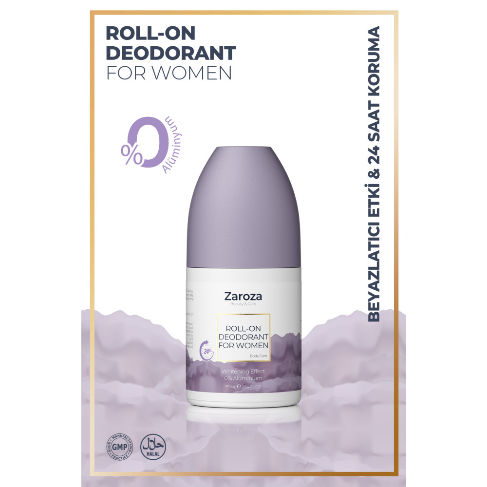 ZAROZA Roll On Beyazlatma Etkili 24 Saat Koruyucu Aluminyum İçermeyen Kadın 75 ml Deodorantlar Fiyatı