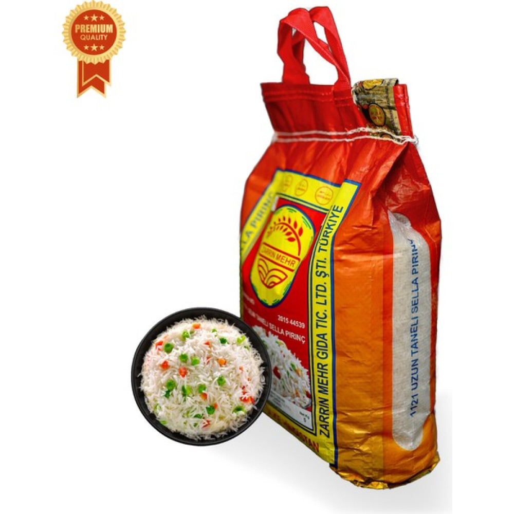 Zarrin Mehr Premium Series Daha Uzun ve Daha Iri Taneli Basmati Pirinci Sella Rice - 5 kg Diğer Fiyatı