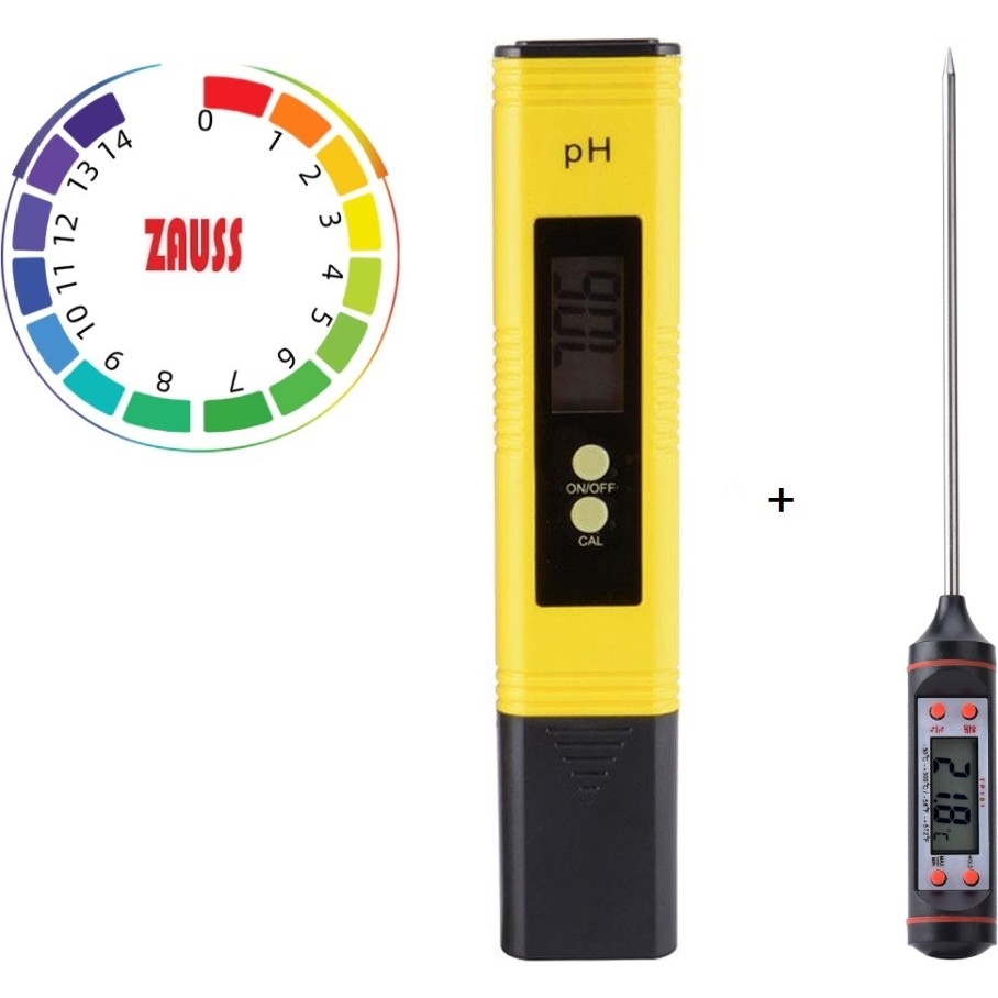 Zauss Dijital Ph Metre / 0.01 Hassasiyetinde Su Sıvı Akvaryum Ph Ölçer Pil Kap ve 2 Adet Çözelti Hediyeli + Daldırmalı Termometresi Seti Evcil Hayvan Ürünleri Fiyatı