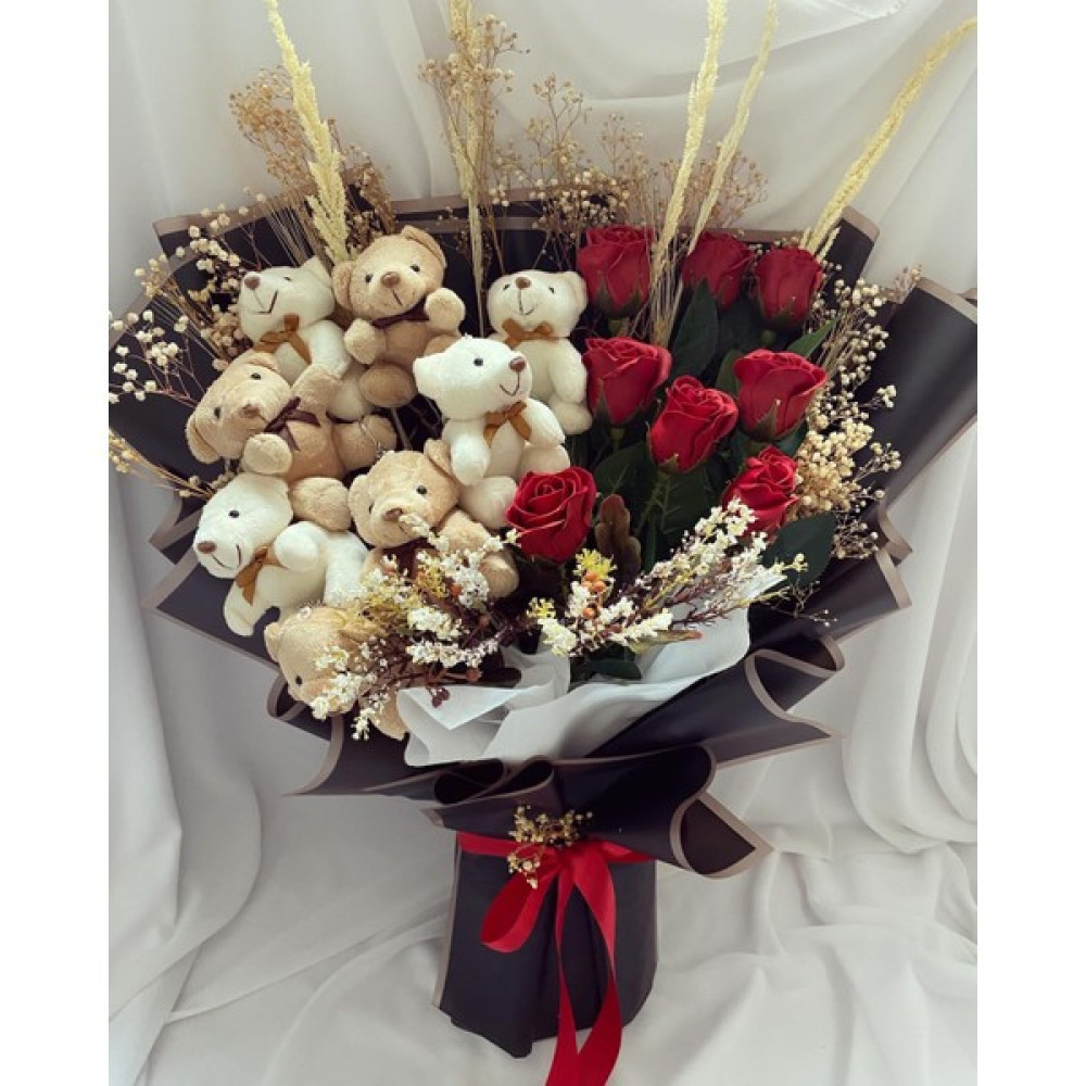 Zb Flowers Ayıcıklı Gül Buketi Şoklanmış Gül ,sevgiliye Hediye,doğum Günü,çiçek Buketi Ev & Dekorasyon Aksesuarları Fiyatı