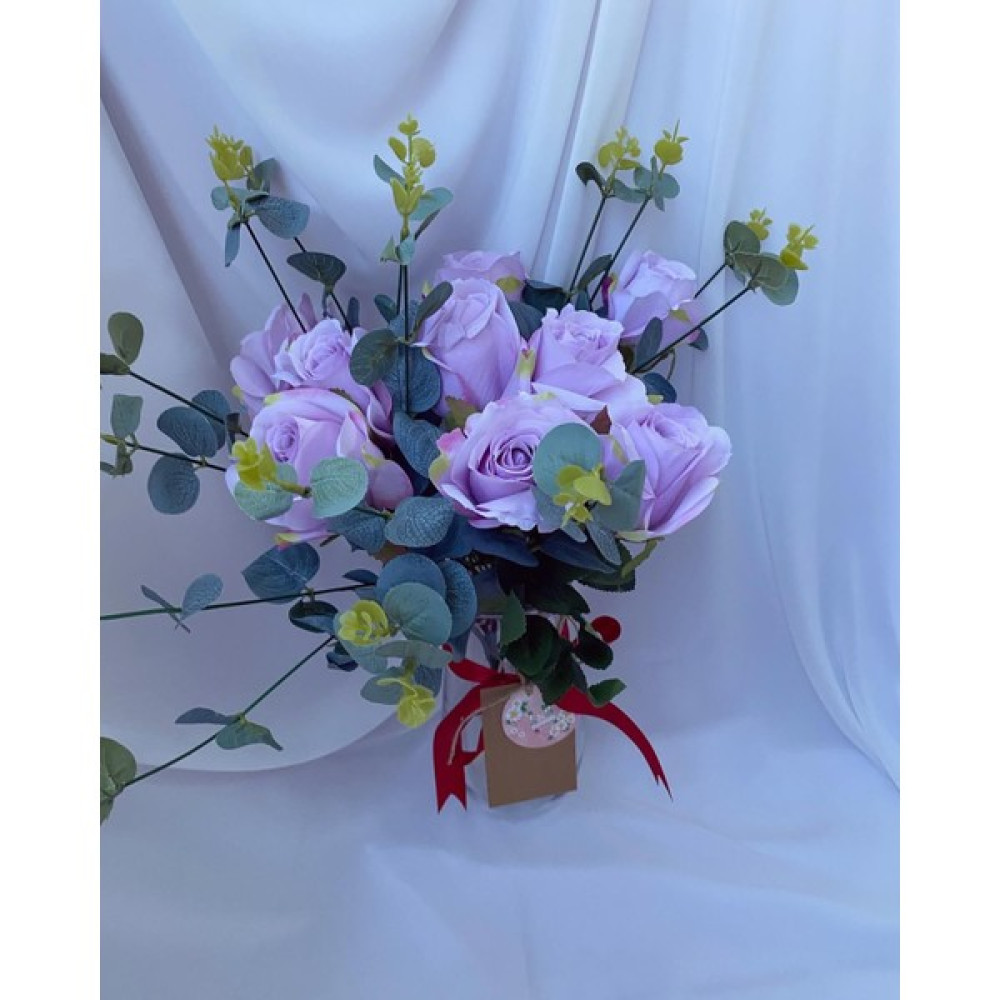 Zb Flowers Vazoda Lila Çiçek,okaliptüs Çiçek ,sevgiliye Hediye ,doğum Günü,yapay Çiçek ,hediyelik Ürün Ev & Dekorasyon Aksesuarları Fiyatı