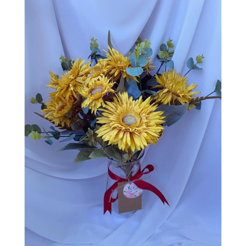 Zb Flowers Vazoda Papatya Çiçek,okaliptüs Çiçek ,sevgiliye Hediye ,doğum Günü,yapay Çiçek ,hediyelik Ürün Ev & Dekorasyon Aksesuarları Fiyatı