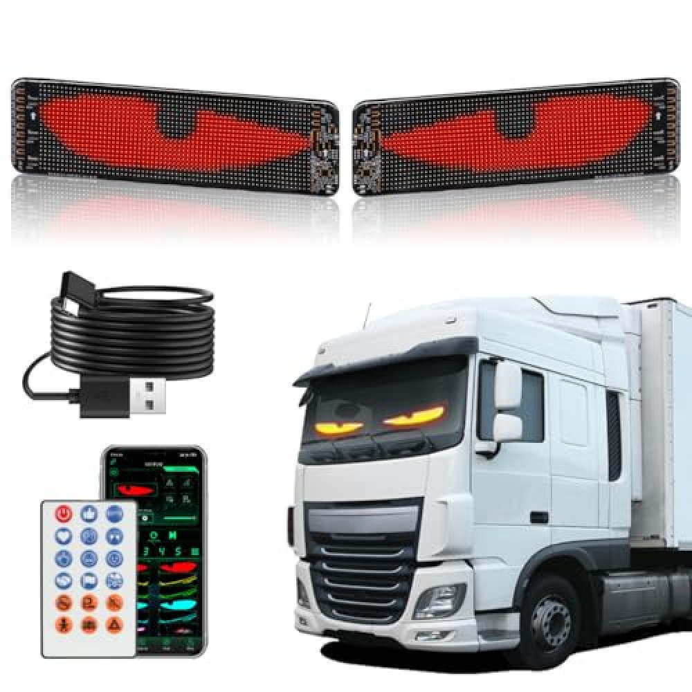 ZCCHESONG 2PCs Devil Eyes Lights for Cars,Flexible LED Display Screen Panel for Car Back Window,Dynamic Personalized Big Eye Lights for Truck Windshield with Remote and Bluetooth APP Control