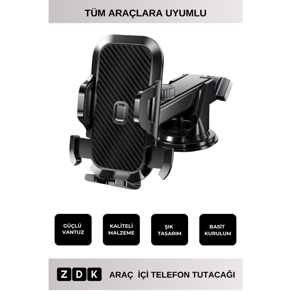 ZDK Cep Araç Telefon Uzayabilen Vantuzlu Tutucu Oto Araba Içi Telefon Tutacağı Cam ve Torpido Cep Telefonu Araç Kiti Fiyatı