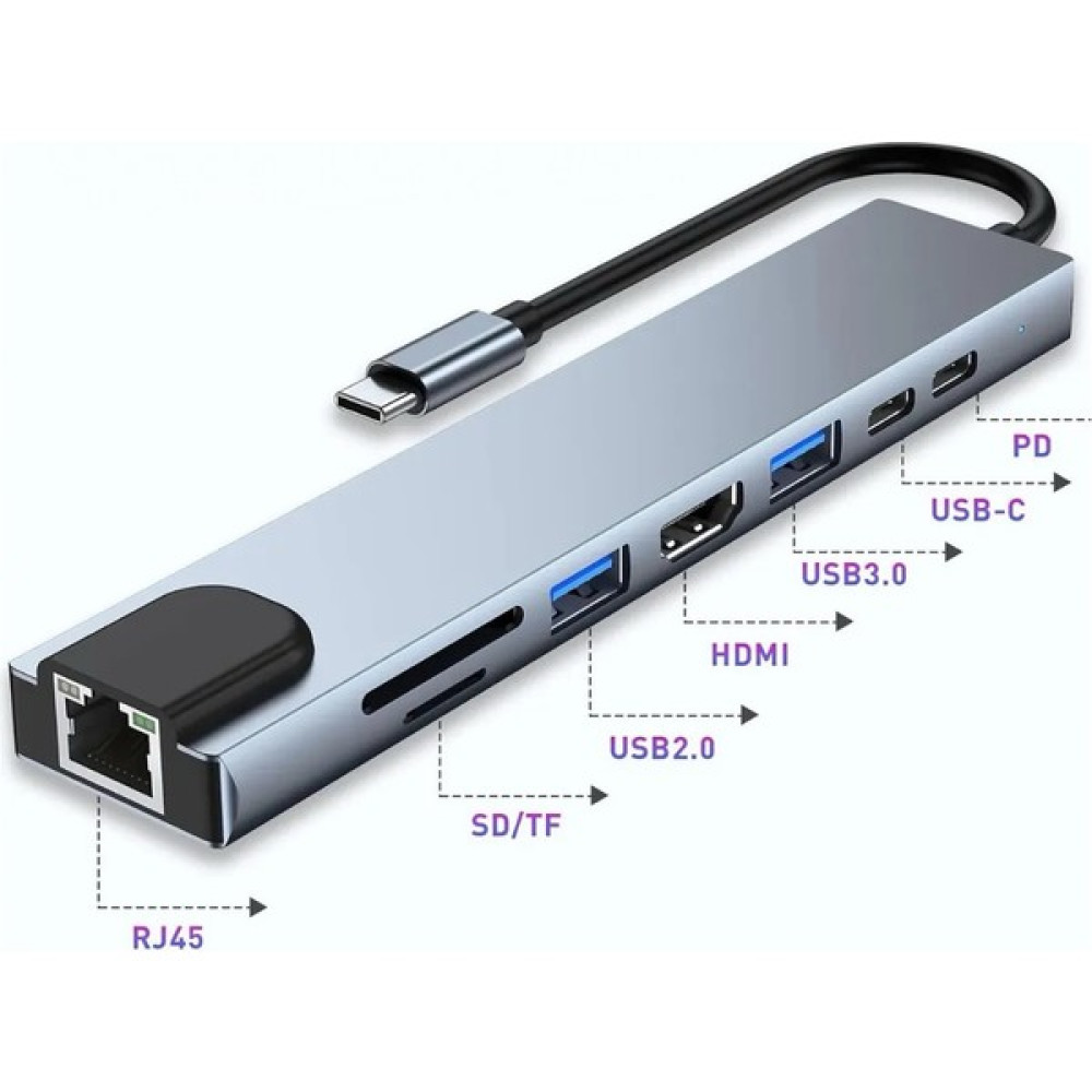 Zdk MacBook Pro/air Type-C Tipi Dizüstü Bilgisayarlar ve USB Bağlantı Istasyonu Hub 8 In 1 Dönüştürücü Bilgisayar Çevirici ve Adaptörü Fiyatı
