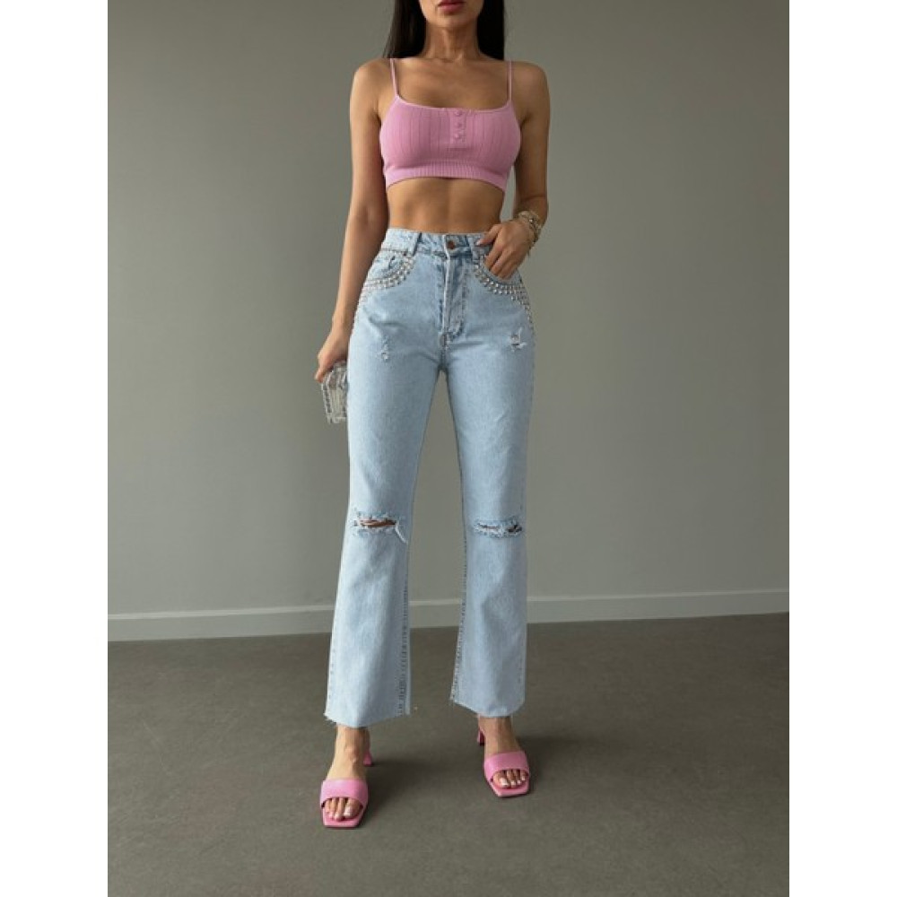 ZDN Jeans W1588 Taşlı Dizi Yırtık Flare Jean Bayan Jeans / Kot Pantolon Fiyatı