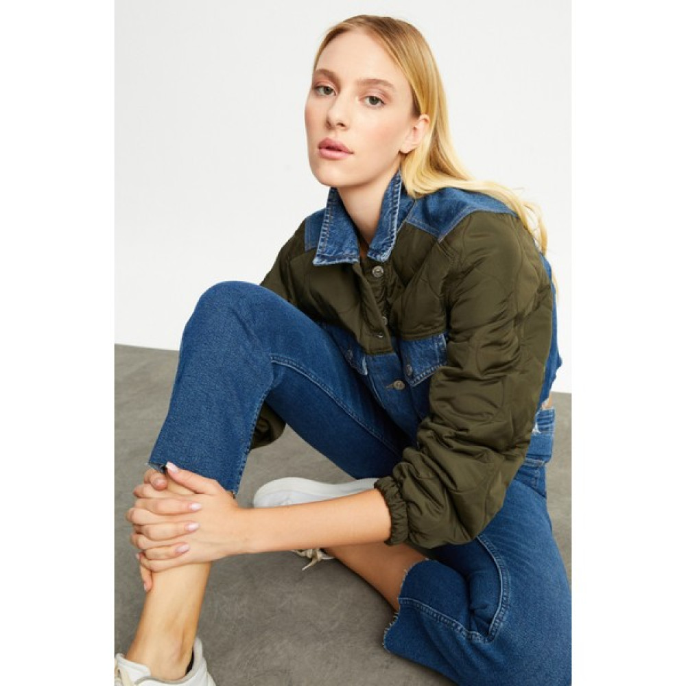 ZDN Jeans W1650 Haki Kapitone Kollu Kot Ceket Bayan Ceket Fiyatı