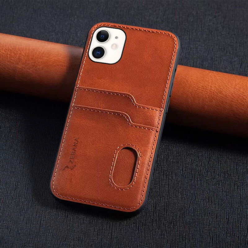 Zebana Apple iPhone 11 Kılıf Zebana Kartlıklı Lüx Deri Kılıf Kahverengi Cep Telefonu Kılıfı Fiyatı