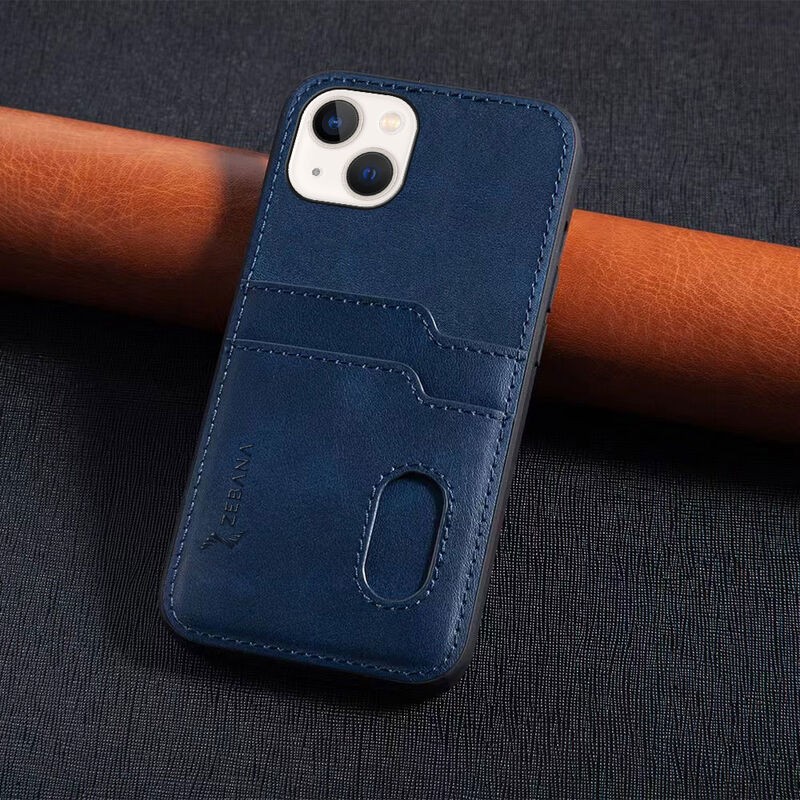 Zebana Apple iPhone 13 Kılıf Zebana Kartlıklı Lüx Deri Kılıf Lacivert Cep Telefonu Kılıfı Fiyatı