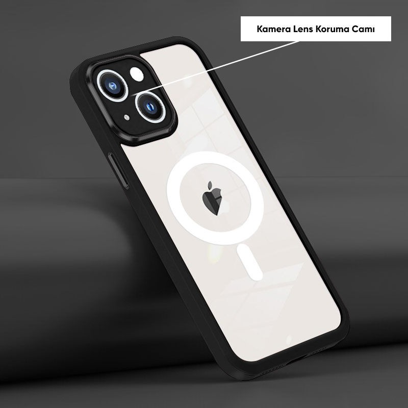 Zebana Apple iPhone 14 Plus Kılıf Magsafe Guard Silikon Kılıf (Kablosuz Şarj Destekli) Siyah Cep Telefonu Kılıfı Fiyatı