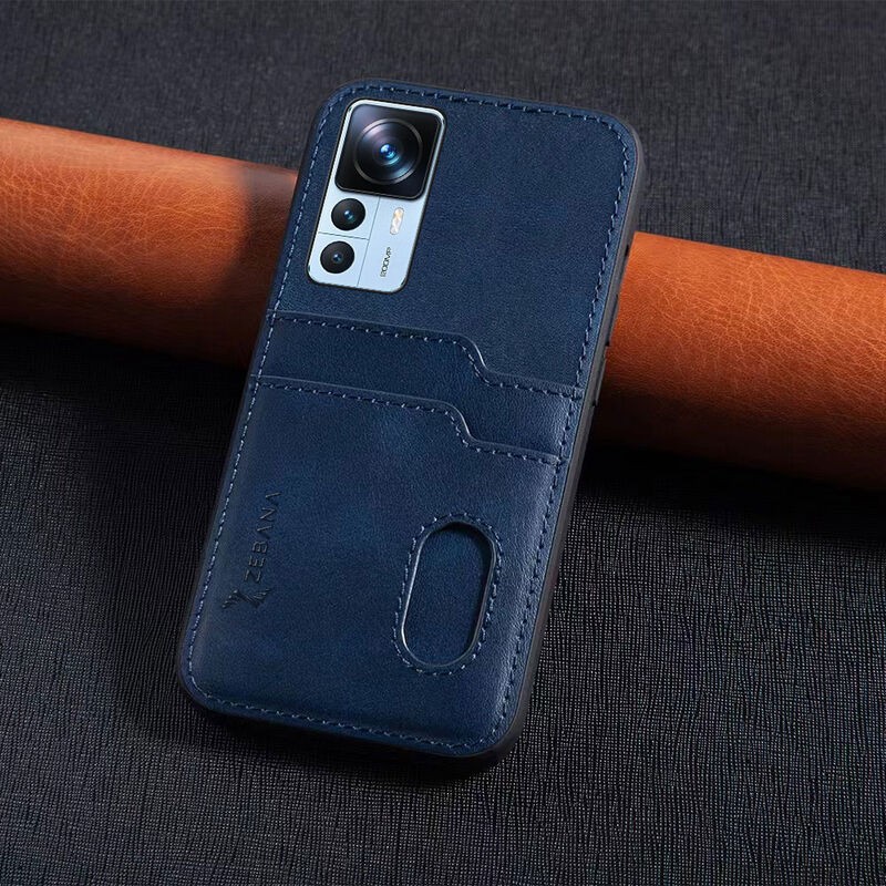 Zebana Xiaomi Mi 12T Uyumlu Kılıf Zebana Kartlıklı Lüx Deri Kılıf Lacivert Cep Telefonu Kılıfı Fiyatı