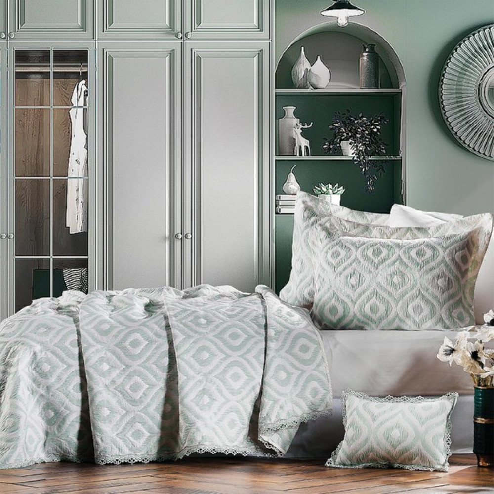 Zebra Casa All Days Ikat Yeşil Çift Kişilik Yatak Örtüsü Yatak Örtüsü Fiyatı