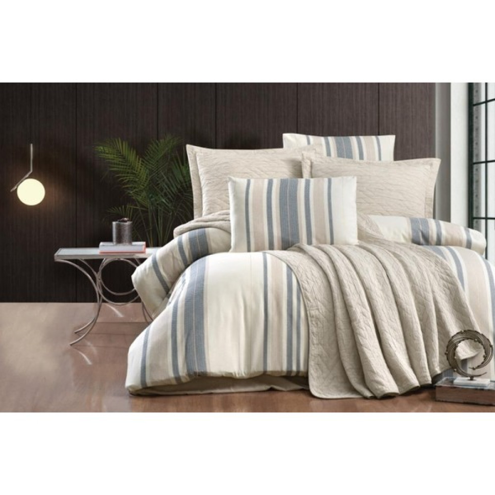Zebra Casa Laden Çift Kişilik Yatak Örtüsü Seti Bej - 240 x 260 cm Yatak Örtüsü Fiyatı