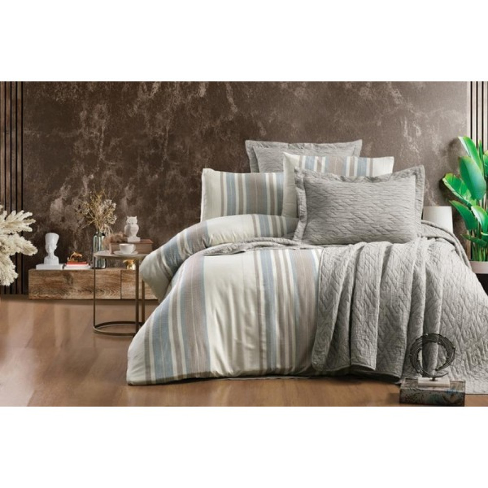 Zebra Casa Laden Çift Kişilik Yatak Örtüsü Seti Vizon - 260 x 280 cm Yatak Örtüsü Fiyatı