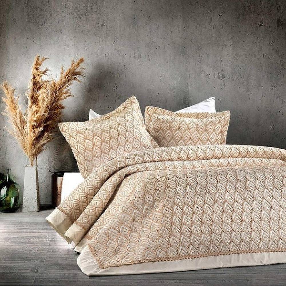 Zebra Casa Leaf Krem Yatak Örtüsü - 250 x 260 cm Yatak Örtüsü Fiyatı