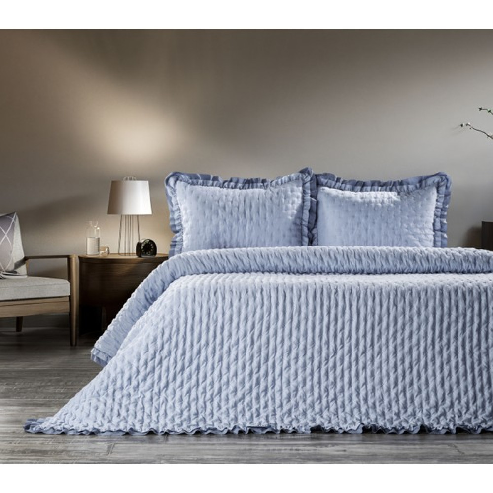 Zebra Casa Lima Tek Kisilik Yatak Ortüsü Indigo - Azur Mavi - 180 x 240 cm Yatak Örtüsü Fiyatı