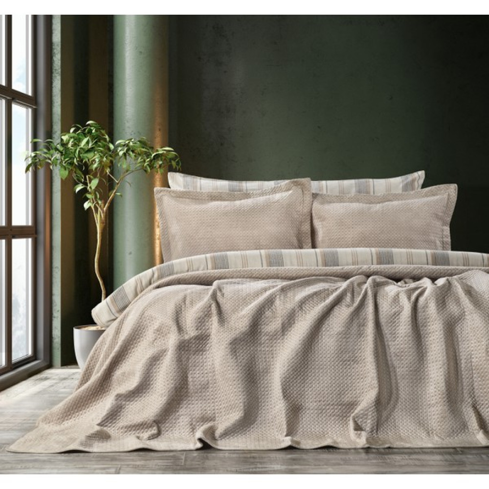 Zebra Casa Scala Bej Çift Kişilik Yatak Örtüsü Seti - 240 x 260 cm Yatak Örtüsü Fiyatı