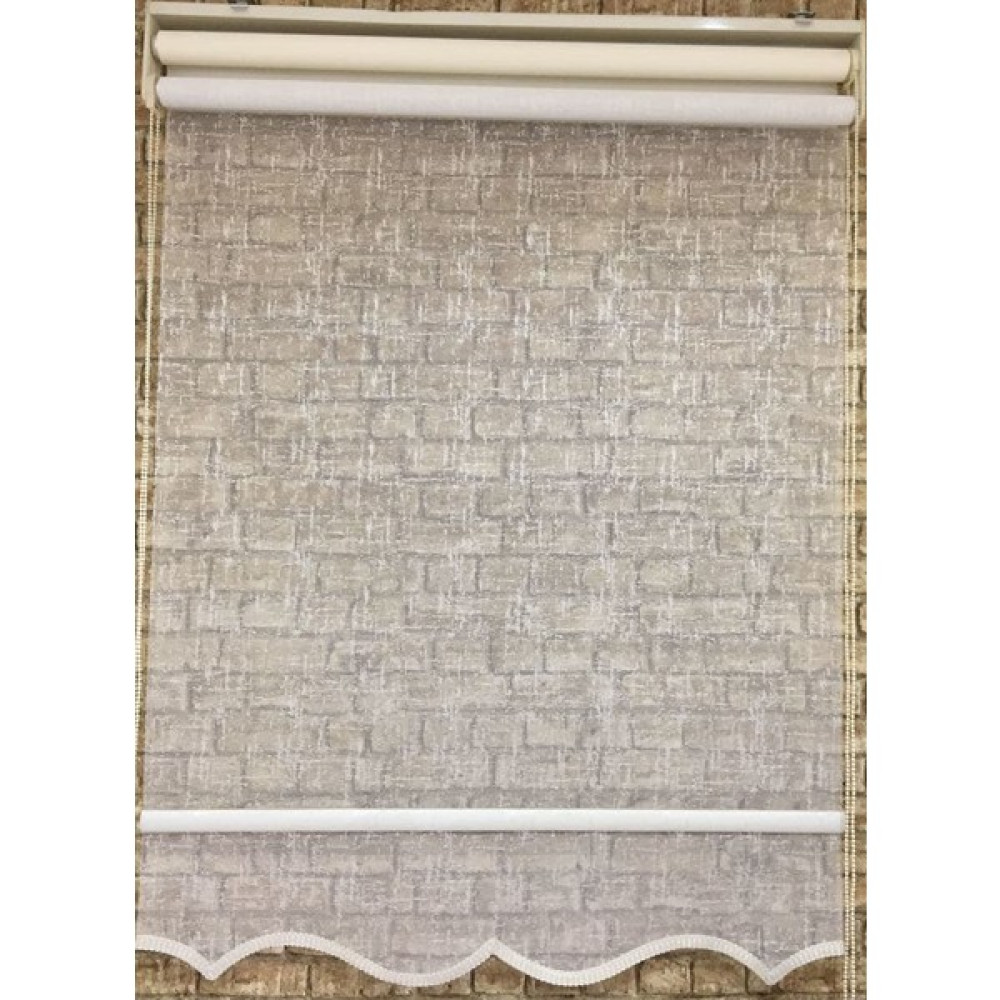 Zebraevim Yağmur Desen Çift Mekanizmalı Tül Stor Perde Etek Dilimli - 80 x 200 cm - Ekru Stor Perde Fiyatı