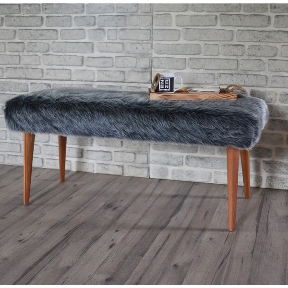 Zeen Concept Retro Bench Puf Antrasit Peluş Puf Fiyatı