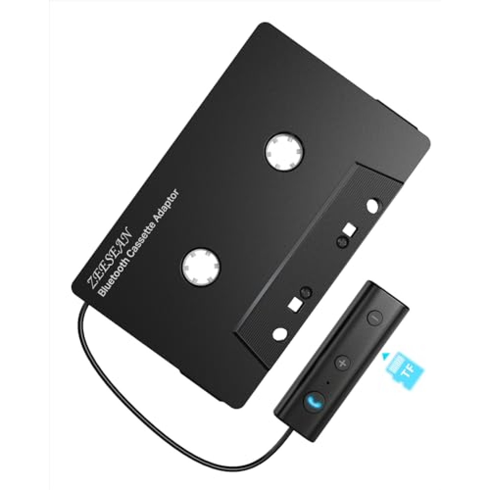zeesean Car Bluetooth 5.1 Cassette Adapter Support TF Card, Wireless Cassette Aux, Car Audio Bluetooth Receiver, Tape Player Adapter for Vehicle