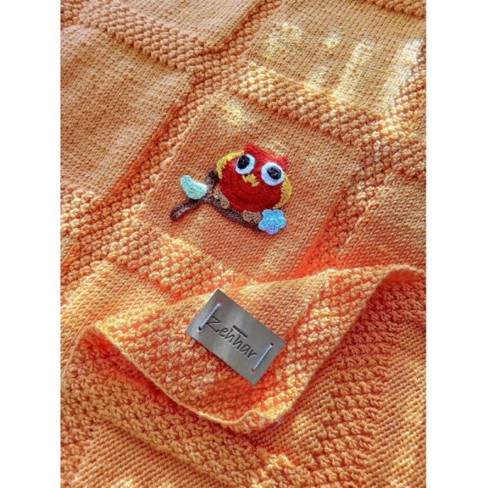 Zehhar El Örgüsü Bebek Battaniyesi 85X85 cm Sevimli Karakter Motifli - Krem Bebek Battaniyesi Fiyatı