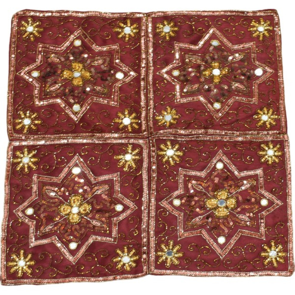 Zehra Abla Halı Otantik El Işi Ince Kum Boncuklu Aynalı Masa Sehpa Fiskos Örtüsü - Renkli - 50 x 52 cm Masa Örtüsü Fiyatı