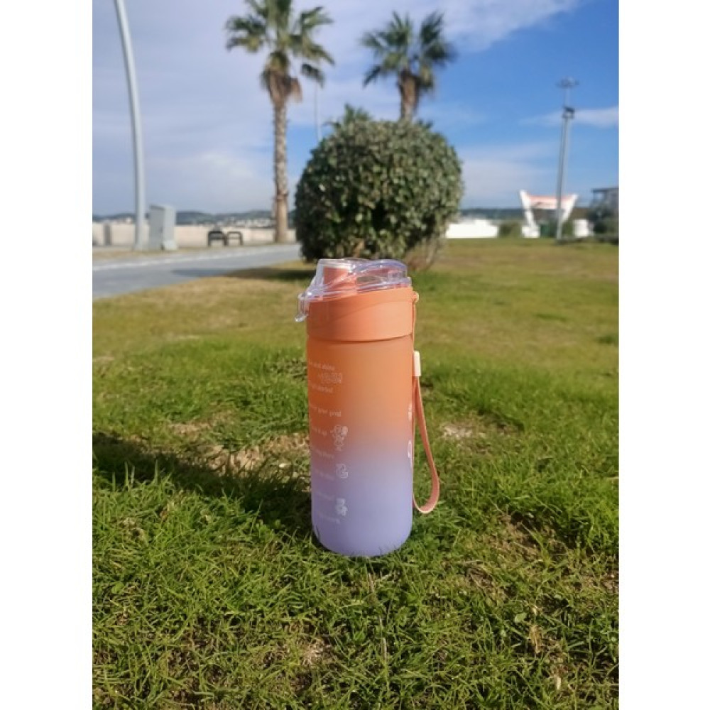 Zehra Egeli Motivasyonel Cam Su Matarası Su Şişesi Suluk 500 ml Bpa Içermez - Mor - Turuncu Suluk Fiyatı