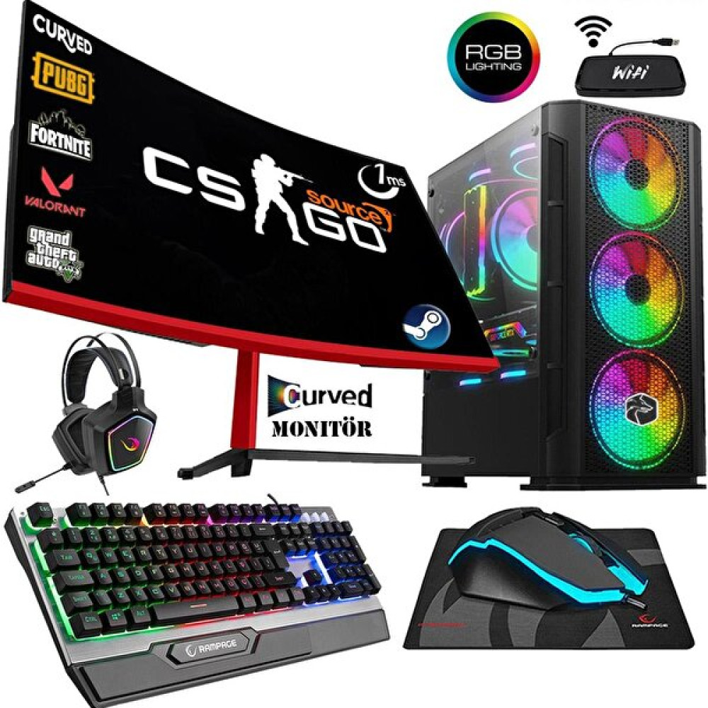 Zeiron Sp49 Intel Core i5 10400F 23.8" 16 GB RAM 1 TB SSD 500 GB HDD GTX1050Ti 4 GB Curved FreeDOS Masaüstü Oyun Bilgisayarı Masaüstü Bilgisayar Fiyatı