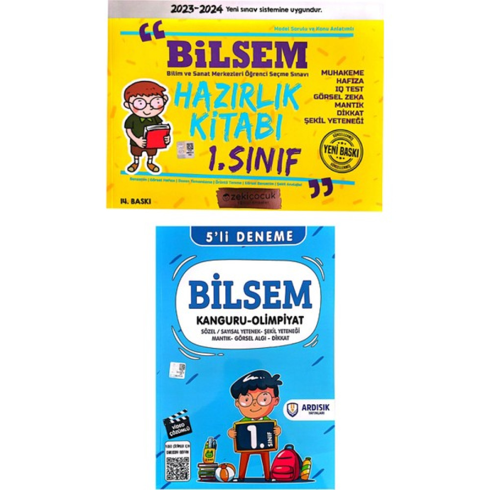 Zeki Çocuk Yayınları 1. Sınıf BİLSEM Hazırlık Kitabı ve Video Çözümlü Deneme Sınavı Tüm Dersler Fiyatı