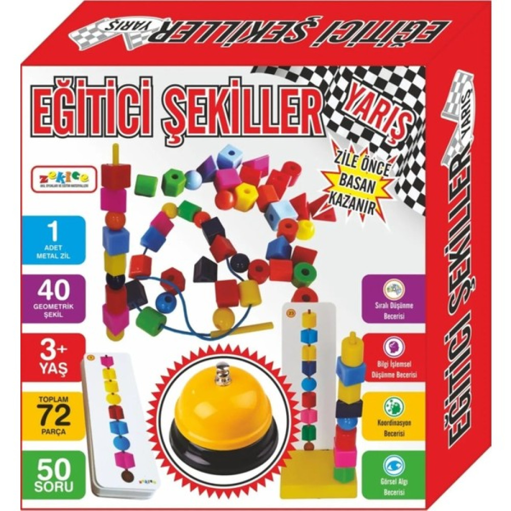 Zekice Eğitici Şekiller Yarış Oyunu Yarış Ipe Boncuk Dizme Eğitici Şekiller Line Up 72 Parça Çocuk Oyuncağı Fiyatı