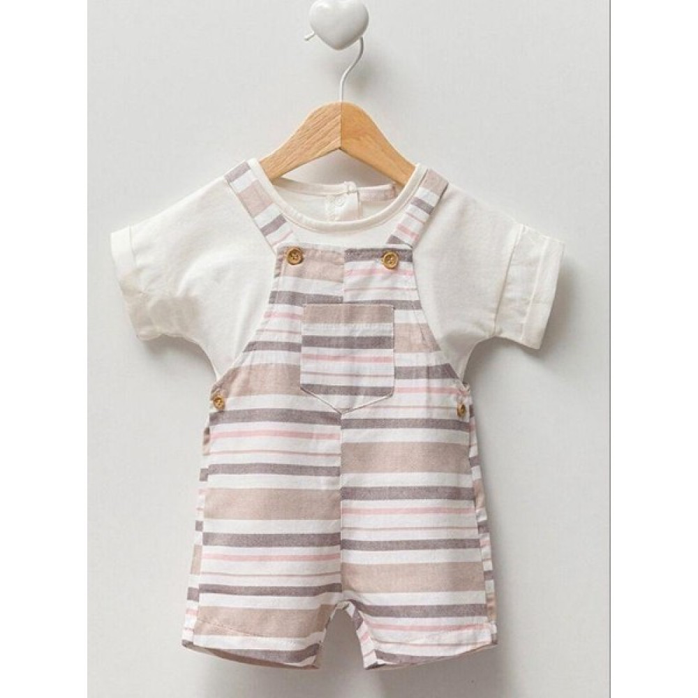 Zekids Erkek Bebek Tshirt Şort Salopet Çizgili Takım Bebek Tulumu Fiyatı