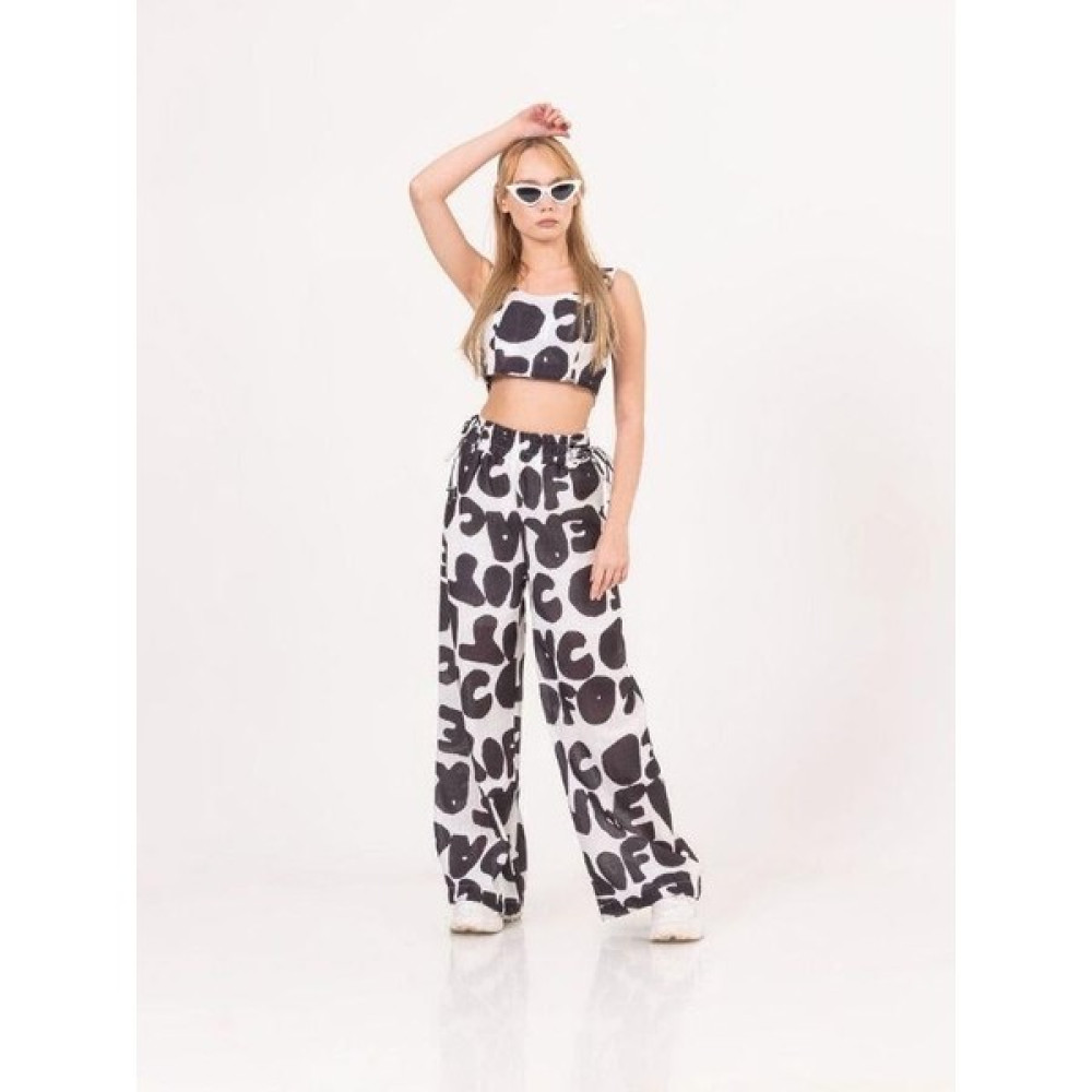 Zekids Kız Çocuk Crop ve Bol Paça Pantolonlu Keten Takım Kız Çocuk Giyim Takımı Fiyatı