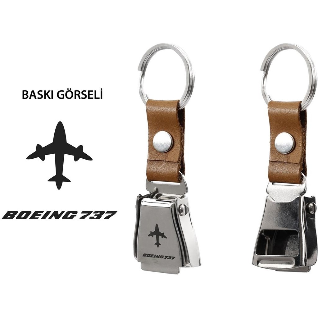 Zekupp Boeing 737 Uçak Modelli Emniyet Kemeri Şişe Açacağı Özelliği Deri Havacılık Anahtarlık Diğer Fiyatı