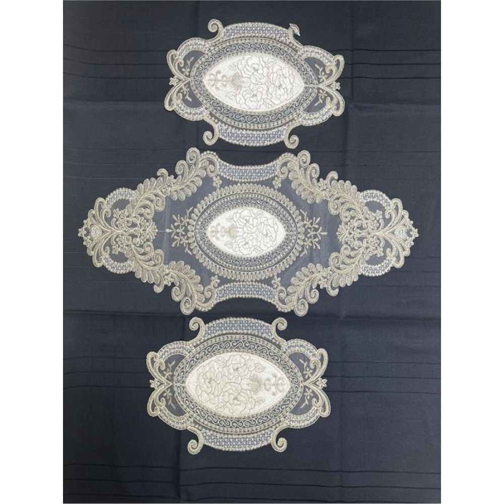 Zelal 3 Parça Salon Takımı - Açık Kahverengi - 30 x 65 cm Masa Örtüsü Fiyatı