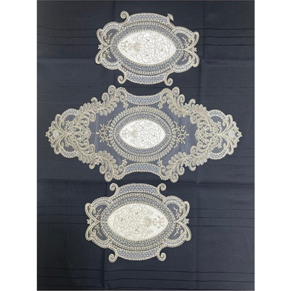Zelal 3 Parça Salon Takımı - Bej - Pudra - 30 x 65 cm Masa Örtüsü Fiyatı