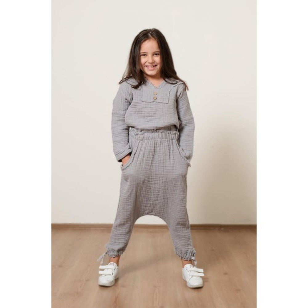 Zeliha Baysan Müslin Unisex Çocuk Şalvar Gri Erkek Çocuk Pantolon Fiyatı