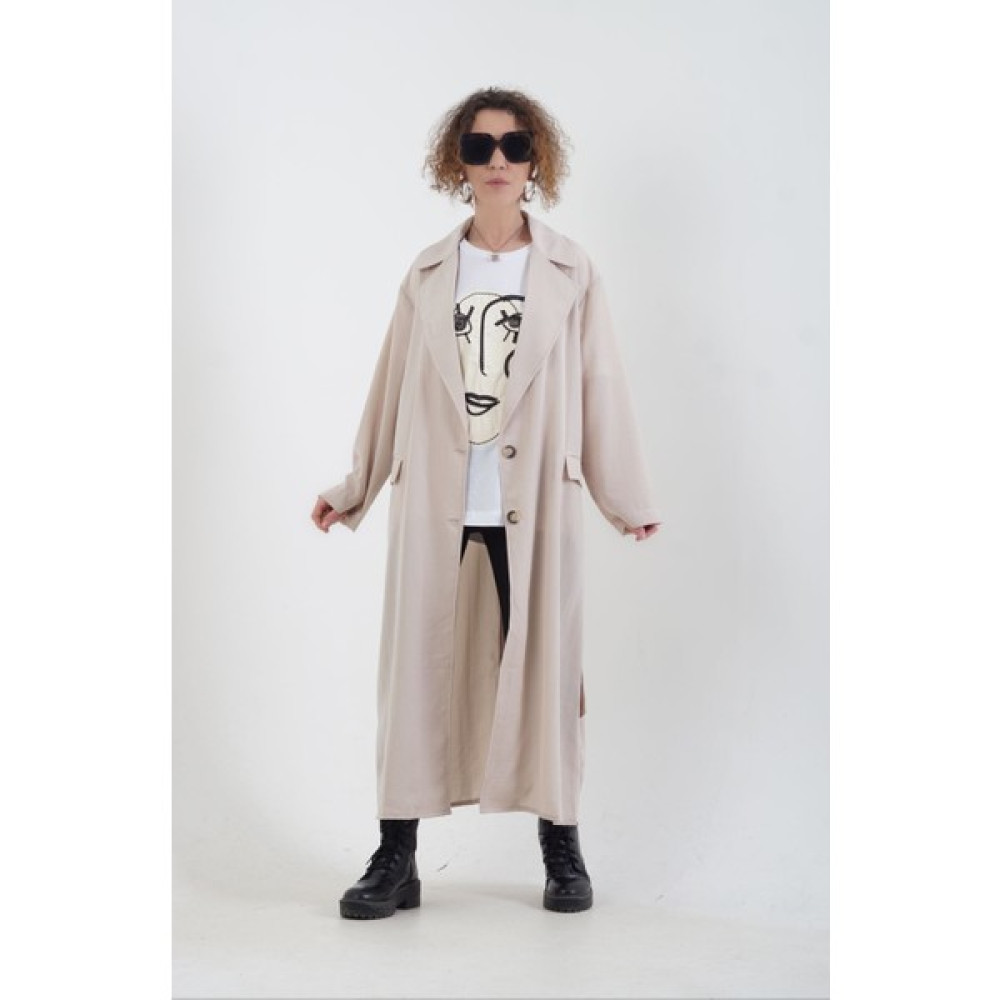 Zelish My Sister Bej Beli Kuşaklı Trenchcoat Kadın Trençkot Fiyatı